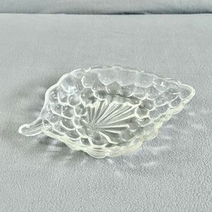 7.5" Leaf Grapes Clear Depression Glass Candy Trinket Dish Anchor Hocking MCM